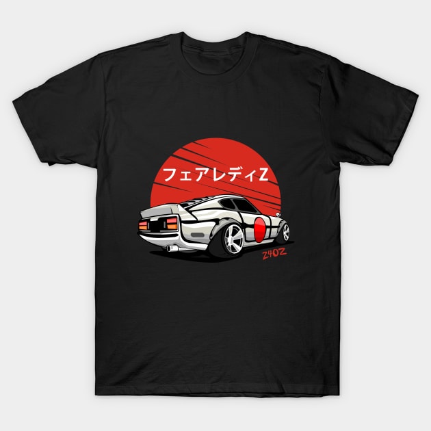 JDM Drifting 240z Classic Old School Japanese Classic Car T-Shirt by Violette Graphica